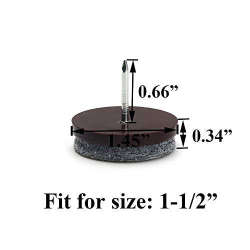 Nail on Felt Pads Furnigear Furniture Pads Nail- Floor Protectors for Furniture Legs 24Pack Chair Felt Pads for Hardwood Floors(1-1/2",Gray) - size: 1-1/2" (Round, Gray)