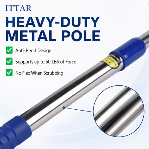 ITTAR Window Squeegee Cleaning Kit with 60" Extension Pole & Rotatable Head - color: Blue&white
