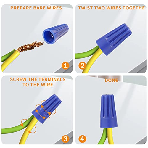 1000 Pcs Blue Wire Connectors Nuts, Electrical Wire Caps Insulated - color: Blue-1000PCS