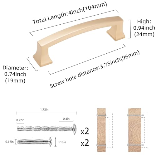 COTYKILEY 10 Pack 3.75Inch(96mm) Champagne Bronze Cabinet Handles Gold Kitchen Cabinet Pulls Cabinet Door Handles Kitchen Cabinet Hardware - color: Champagne Bronze, size: 3.75" Hole Center（96MM）