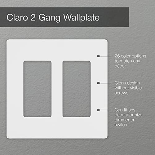 Lutron Claro Light Switch Cover Plate, 2 Gang Wallplate, Satin - color: Snow, size: 1 Pack