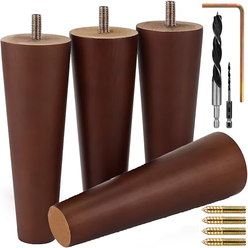 Airy Abode Premium Walnut Wood Furniture Legs (Full Install Kit) - Pick Your Size and Color - color: Brown, size: 6 Inches