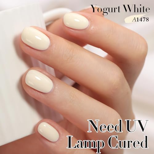 Double Rhythm 15ML Gel Polish Pure Sheer Same Color Same Bottle Soak Off Gel Polish Art Manicure Salon DIY at Home for Women (Beige White-A1478) - color: Beige White