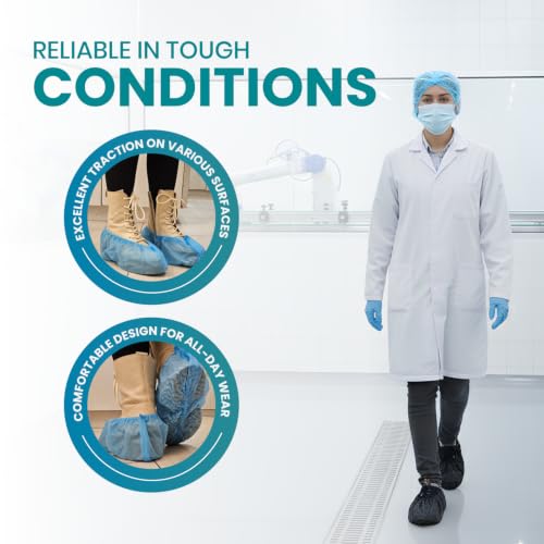 Premium Disposable Boot & Shoe Covers Booties, Durable, Non-Slip, Non-Toxic, Recyclable Protectors, Fits Most Shoes - White - 10 Packs of 100 (1000) - style: White Case of 1000