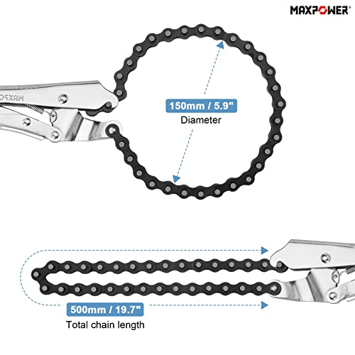 MAXPOWER 9-Inch Locking Chain Clamp with 19.7-Inch Chain, 2 Pack - size: 19.7" Chian