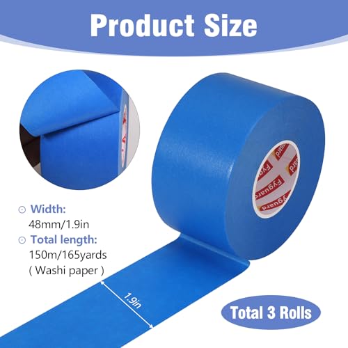 3 Rolls Painters Tape 2 Inch Wide Blue Painters Tape for Wall Painting - size: 3rolls/2in（L)