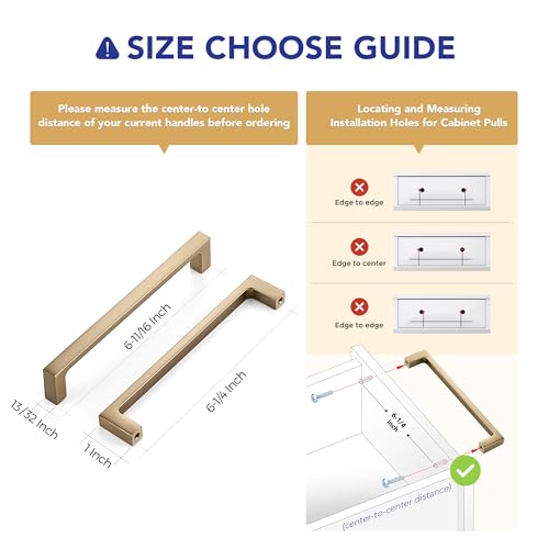 Ravinte Champagne Bronze Kitchen Square Cabinet Handles 6-1/4 Inch 10 Pack - size: 6-1/4 Inch hole