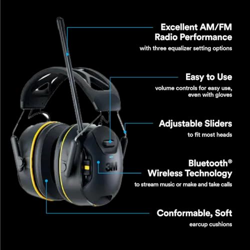 3M WorkTunes Connect + AM/FM Wireless Hearing Protector with Bluetooth