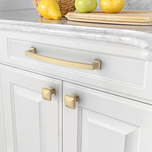 Amerdeco 10 Pack Brushed Gold Cabinet Pulls 10 Inch(254MM) Hole Center Gold Drawer Pulls Cabinet Hardware Kitchen Cabinet Handles for Bathroom Dresser Pulls ZH0009 - color: Brushed Gold, size: 10" hole center