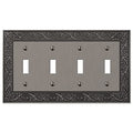 Amerelle 43T4AN English Garden Wallplate, 4 Toggle, Cast Metal, Antique Nickel, 1-Pack - color: Antique Nickel, size: 4 Toggle