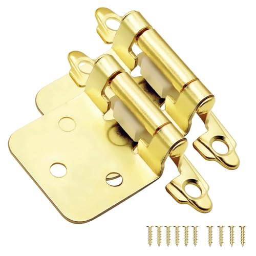 30 Pack (15 Pairs) 1/2" Overlay Self Closing Cabinet Hinges Brass Gold - color: Brass Gold, size: 30 Pack (15 Pairs)