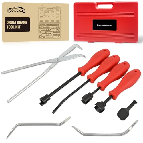 GOOACC 8PCS Drum Brake Tool Kit w Spring Pliers Adjustment Spoons Set Red - color: 8pc Brake Tool Red