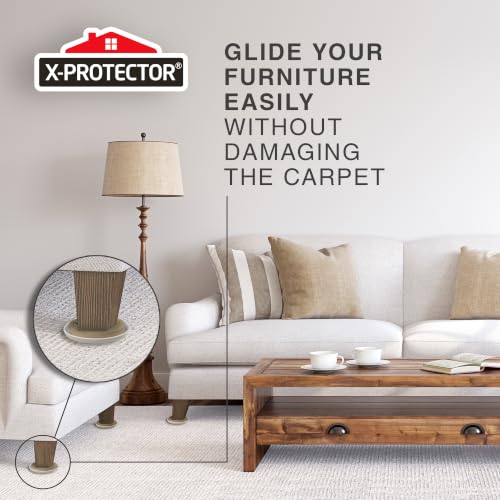 Furniture Sliders for Carpet X-PROTECTOR - 8 PCS 3 1/2" - size: 8 PCS 3.5", Beige & White