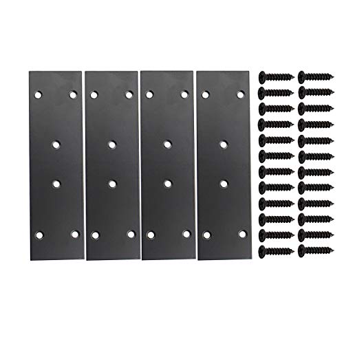 4 Pack Flat Straight Brace Brackets,ULIFESTAR Stainless Steel Mending Bracket Plate Metal Shelf Support Fixing Joining Plate for Furniture,Wood,Shelves,Cabinet with Screws Black (48x169mm/1.9x6.7'') - size: 48 x 169 x 2 mm