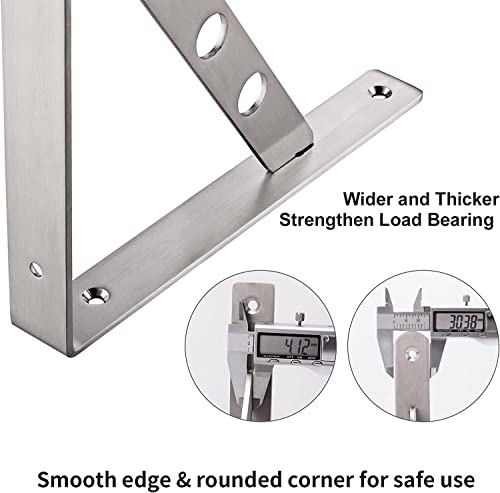 YUMORE 12 Inch Shelf Bracket, Heavy Duty L Bracket, 2 Pack - size: 12"(Soild)