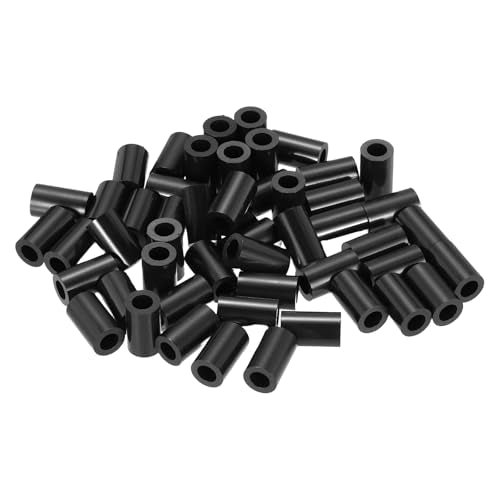PATIKIL 120Pcs ABS Spacers 4mm ID, 7mm OD, 12mm Height Plastic Round Stud Spacer Black Nylon Washers Nut Unthreaded Rubber for M4 Screws Bolts Barrel - size: 4mm ID, 7mm OD, 12mm Height