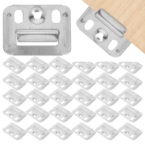 BESPORTBLE Stainless Steel Wall Panel Buckles Integrated Wall Panel Clamps for Furniture Fixing Brackets Hardware Kit Hanging Clips for Shelf Mounting 1.57 X 1.18 X 0.15 in