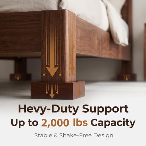 Lufia 2 Inch Solid Pine Wood Furniture Risers Set of 4,Heavy Duty Silicone Non Slip Lift Blocks for Bed Sofa Desk Cabinet - color: Dark Brown - 4-pack, size: 2 Inch