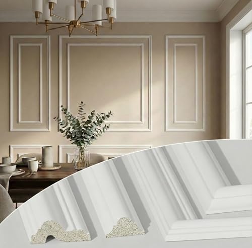 SMARTSTANDARD Pre Cut Wall Molding Kit for Accent, 6 Set Bilinear Frame - color: White: Style 1