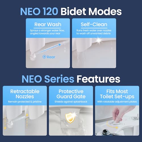 LUXE Bidet NEO 120 - Bidet Attachment for Toilet Seat, Gold - color: Gold