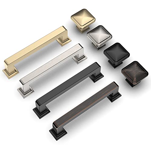 Asidrama 10 Pack 3.75 inch Brushed Brass Kitchen Cabinet Handles | Heavy-Duty Solid Zinc, 2 Screw Sizes, 3.75" Hole Center(96mm), Cupboards, Drawers, Dressers, Furniture, Hardware - color: Brushed Brass, size: 3.75" Hole Center(96mm)
