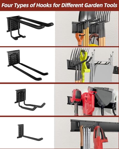 Garage Tool Organizer Wall Mount, 48in Tool Rack, 420LBS Capacity - size: 48" 3 Panels & 8 Hooks