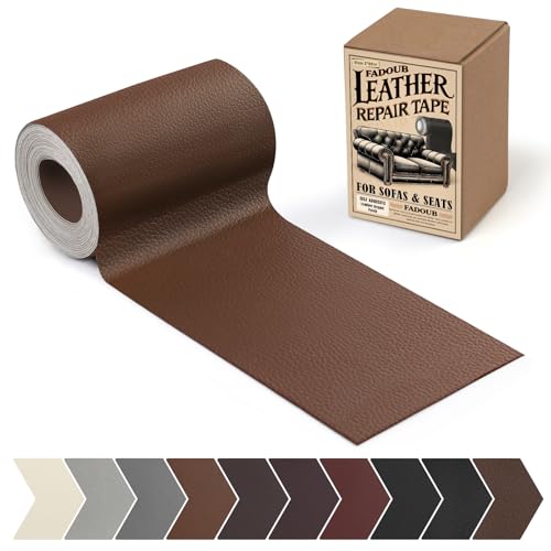 Leather Repair Patch, Self Adhesive Leather Repair Tape Kit, Brown - color: Brown, size: Litchi Grain 3 x 60 In