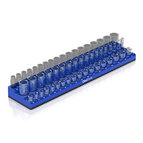 Olsa Tools Magnetic Socket Holder 1/4 -Inch Drive Metric, Blue, 54 Slots - color: Blue, size: 1/2-Inch Drive, Metric