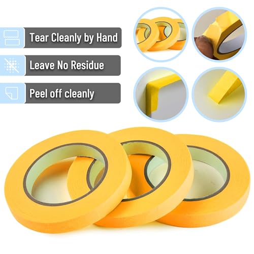 Mr. Pen- Yellow Masking Tape, 0.6 Inch Wide, 3 Rolls, 3 x 55 Yards, Yellow - color: Yellow