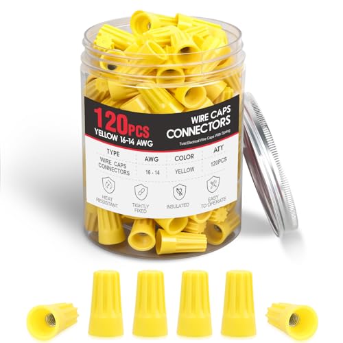 Nilight 120PCS Yellow Wire Connectors Kit 16-14 AWG Electric Wire Caps - color: 120PCS 16-14# Wire Caps