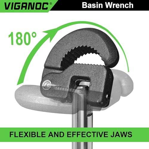 11" Basin Wrench, Sink Wrench, Adjustable Tap Nut Spanner, 3/8" to 1-1/4" Capacity for Tight Space Use