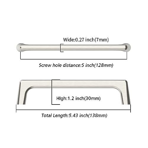 Asidrama 10 Pack 5 Inch(128mm) Brushed Satin Nickel Cabinet Pulls Cabinet Handles Cupboard Handles Kitchen Cabinet Hardware for Cupboard Drawer Pulls - color: Brushed Satin Nickel, size: 5" Hole Center, style: 10 Pack