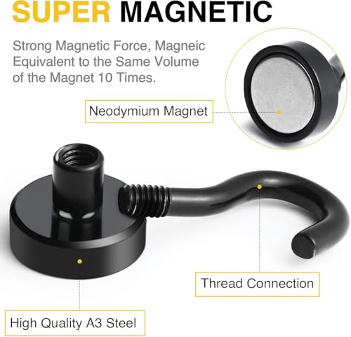 DIYMAG Magnetic Hooks, 30Lbs Black Strong Heavy Duty Cruise Magnet Garage S-Hooks for Classroom, Fridge, Hanging, Cabins, Grill, Kitchen, Garage, Workplace and Office Etc, 120 Pack