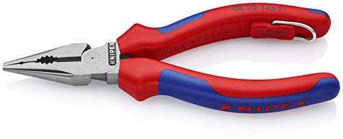 Knipex Tools 08 22 145 T BKA 5 3/4" Needle Nose Combo Pliers with Tether Attachment - Comfort Grip, - style: Tether Point and Comfort Grip Handles