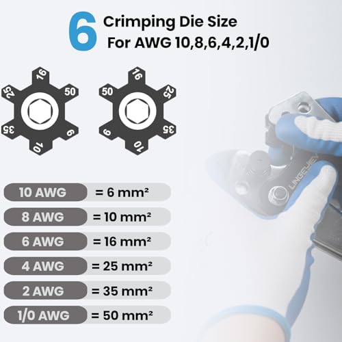 Battery Cable Wire Crimper Tool for AWG 10-1/0 Lug&Terminal