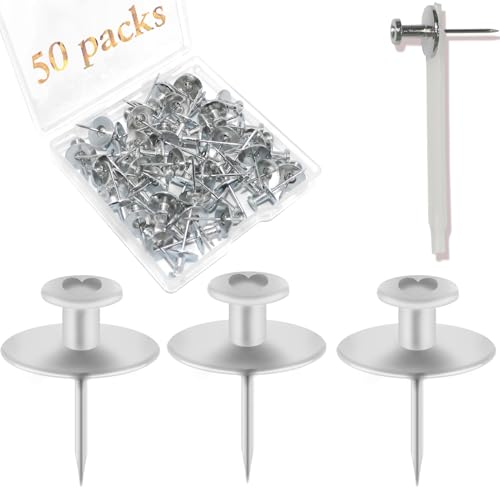 50 PCS Picture Hanger Nails, Double Headed Push Pins Hooks Thumbtacks for Wall Hangings Picture, Decorative Small Hook Pins for Drywall Cork Board Home Office Photo Decorations (Silver) - style: Silver