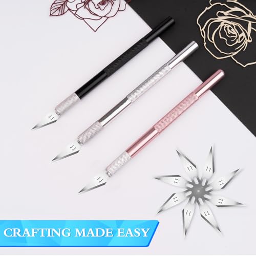 JETMORE Exacto Knife, Craft Knife with 30#11 Blades for Art and Modeling - color: Black-silver-pink-33pcs