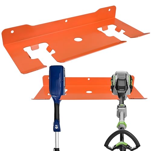 MUTUACTOR Weed Eater Hanger,Large Opening Heavy Duty Weedeater Rack Wall Mount,Weedeater Trimmer Rack 2 Slots for Hanging Yard Tools, Trailer Garage Wall Chainsaw,Lawn Equipment - style: Orange Weed Eater Hanger