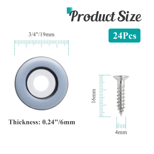24pcs 3/4" (19mm) Screw on Furniture Sliders, Gray/Black - size: 3/4 inch (19mm)