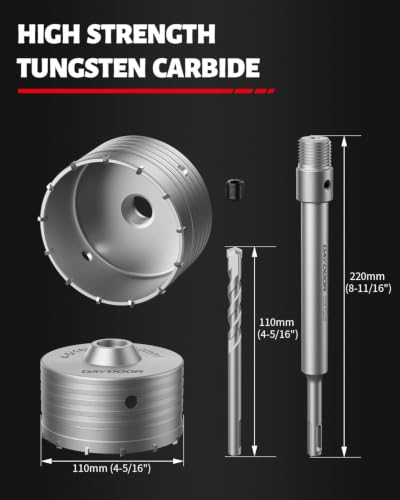 DAYDOOR 4-5/16" (110mm) Concrete Hole Saw with SDS Plus Shank - size: 4-5/16"