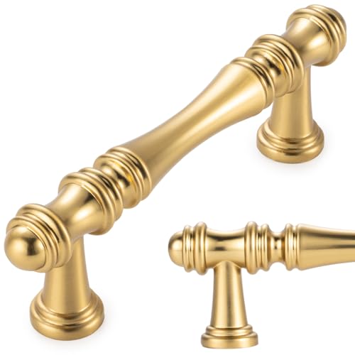 KOOFIZO 10 Pack 3 in Brushed Gold Cabinet Pulls, Gold Drawer Handles P30 - color: Brushed Gold, size: 3" CC - 10Pcs