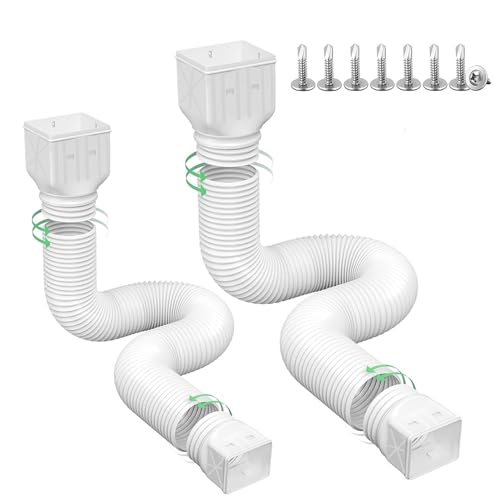 2 Pack Flexible Rain Gutter Downspout Extensions,Drain Downspout Extender,Gutter Extension Flexible,Down Spout Drain Extension Pipes,Extendable from 21 to 60 Inches (White) - color: 2pcs white