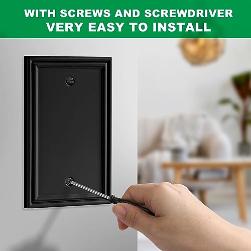 Black Modern Decorative Blank Wall Plate Light Switch Cover - size: 1 Gang Single Blank