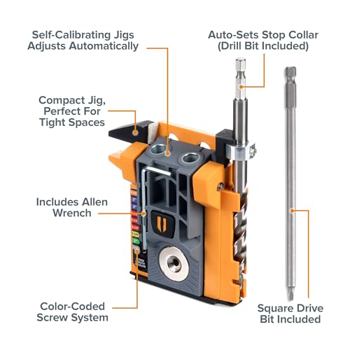 BORA Mini Pocket Hole Jig Kit, 3" Face Clamp & 350 pc Screw Set - size: Mini Jig Set w/ Clamp and 350pc Screw Set