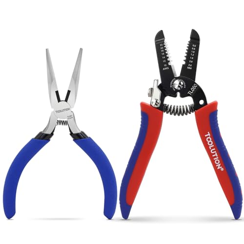 2-Piece Electrician Pliers Set Professional Wire Stripping Tool - color: Needle Nose+wire Stripper