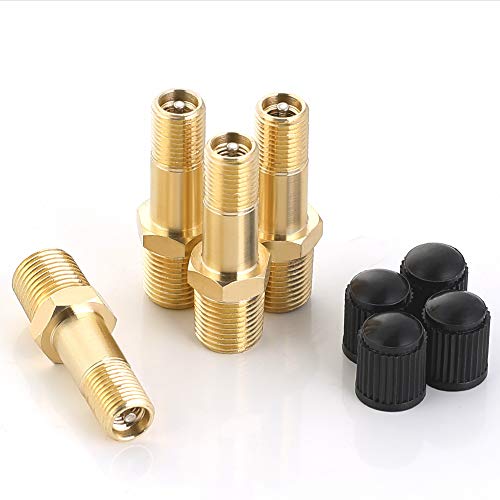 Hromee Air Tank Valve 1/8" MNPT, 4 Pieces Brass Fill Valve with Caps, Using with Compressed Air Tank - size: 1/8" Tank Valve