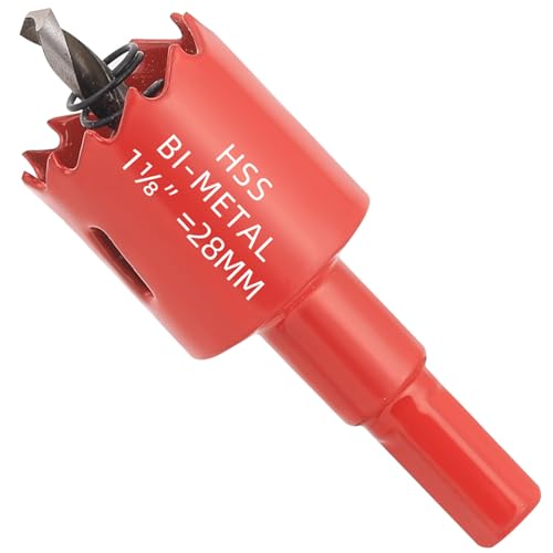 1-1/8 in. Bi-Metal Hole Saw Drill Bits - Versatile and Durable Hole Cutter for Wood, Plywood, Plaster Drywall, Ceiling, Plastic Pipe, PVC and Thin Metal - Includes Arbor & Pilot Bit (28mm) - size: 1-1/8"(28mm)