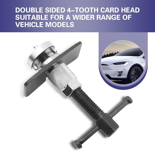 Car Brake Pad Replacement Tool, Disc Brake Caliper Compression Tool Kit, Anti-rust Piston Rewind Device with 2 Adapters and C-shaped Plate, Universal Repair Accessory for Cars (Silver)