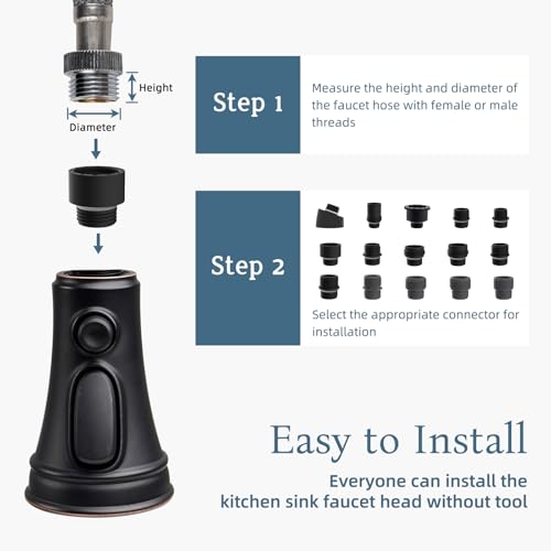Universal Kitchen Faucet Head Replacement, 3 Modes Spray, Oil-Rubbed Bronze - color: Oil Rubbed Bronze, style: 1.8 Gallon Per Minute