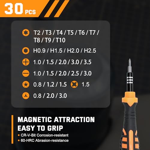 Laptop Precision Screwdriver Set,33 in 1 Magnetic Small Screwdriver Electronic Repair Tool Kit for Phone, Glasses, Watch, Ring Doorbell, RC Car, Xbox,Toys
